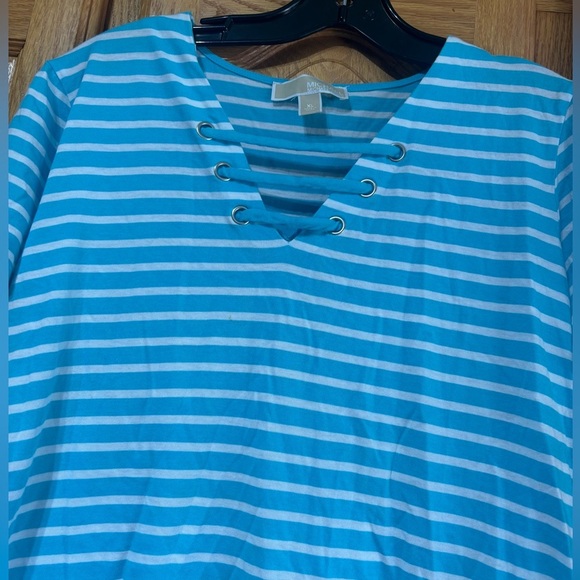 Michael Kors Blue and White Short Sleeve Plus Size T-Shirt XL - Picture 2 of 5